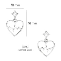 Maßenansicht von Herz Ohrhänger in 925 Silber von Sofia Milani - E1770