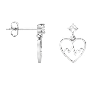 Haupt- und Seitenansicht von Herz Ohrhänger in 925 Silber von Sofia Milani - E1770