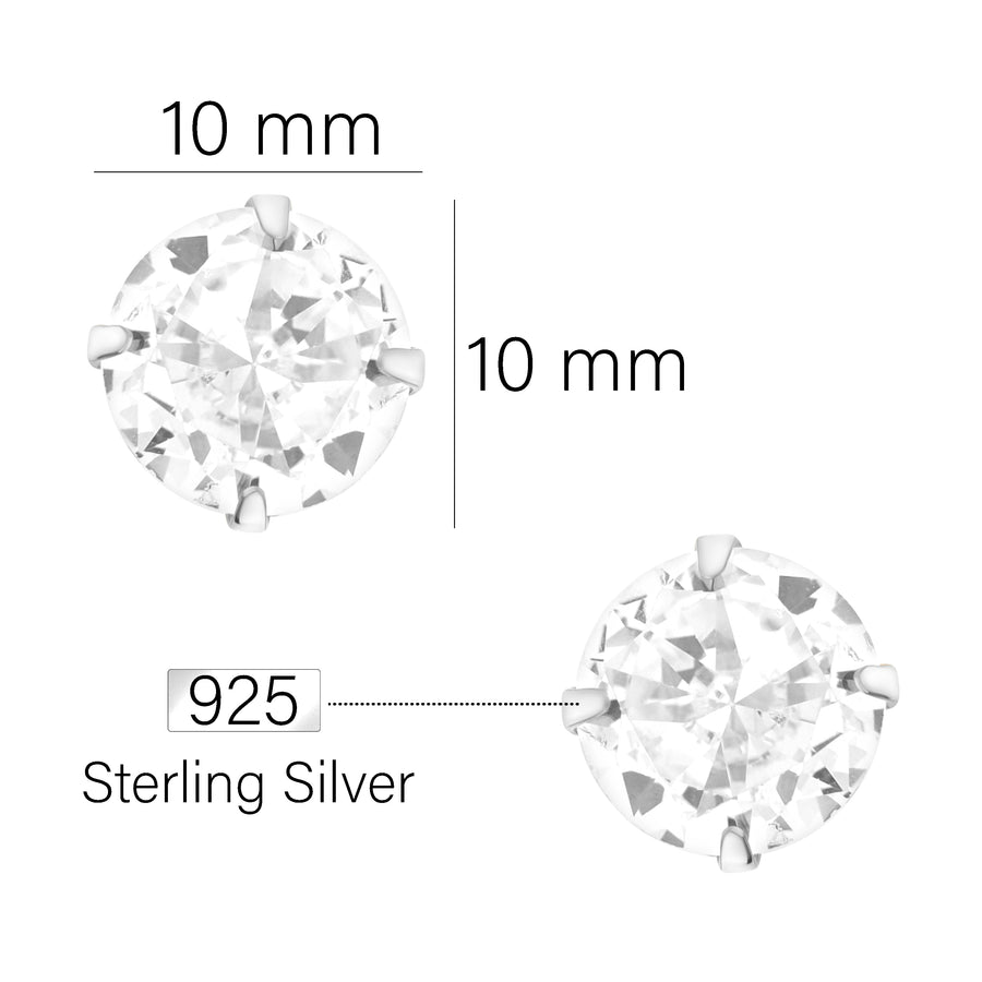 Maßenansicht von Zirkonia Ohrstecker in 925 Silber von Sofia Milani - E1771