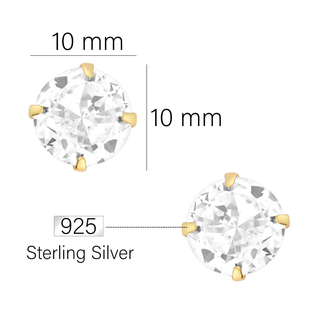 Maßenansicht von Zirkonia Ohrstecker in 925 Silber von Sofia Milani - E1772