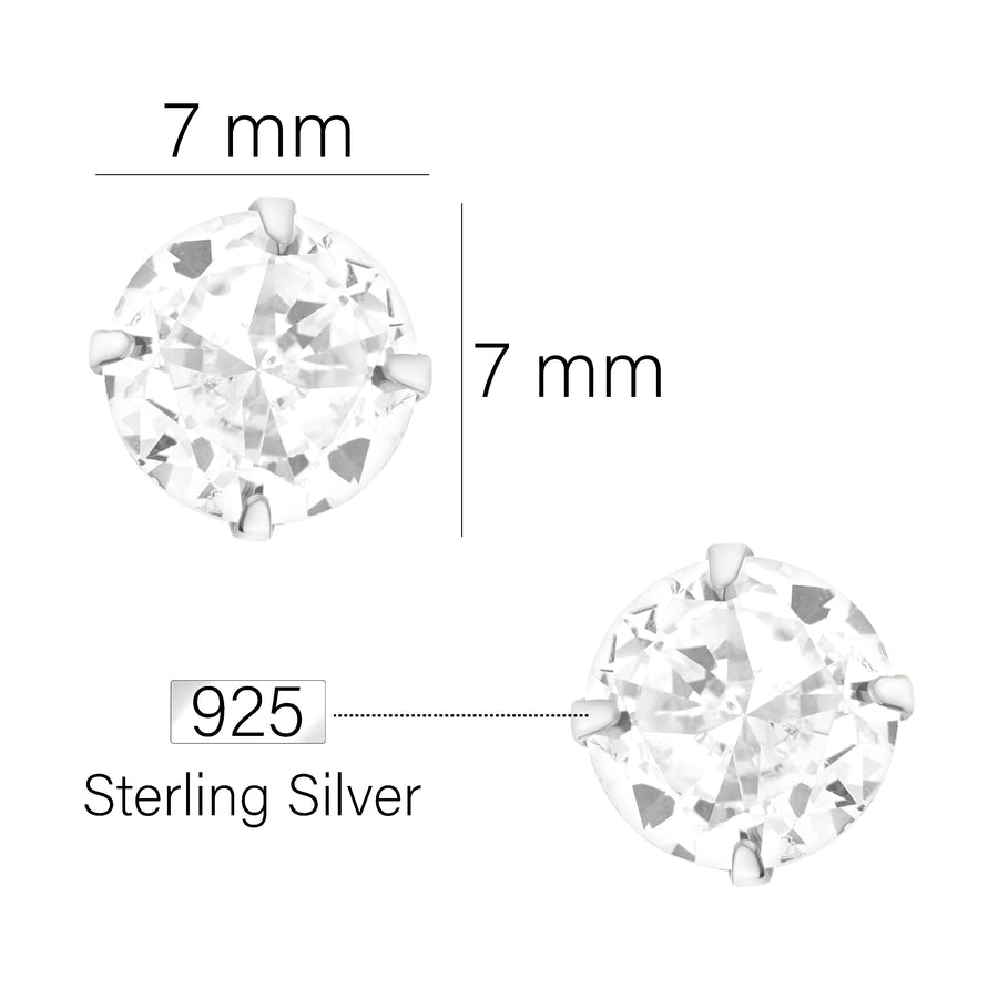 Maßenansicht von Zirkonia Ohrstecker in 925 Silber von Sofia Milani - E1775