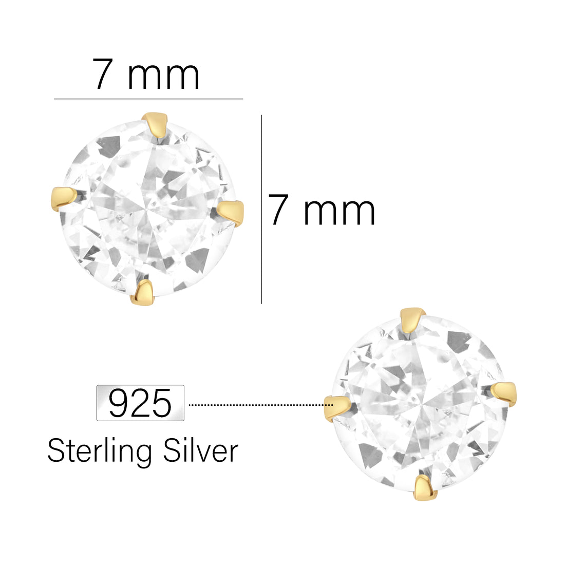 Maßenansicht von Zirkonia Ohrstecker in 925 Silber von Sofia Milani - E1776