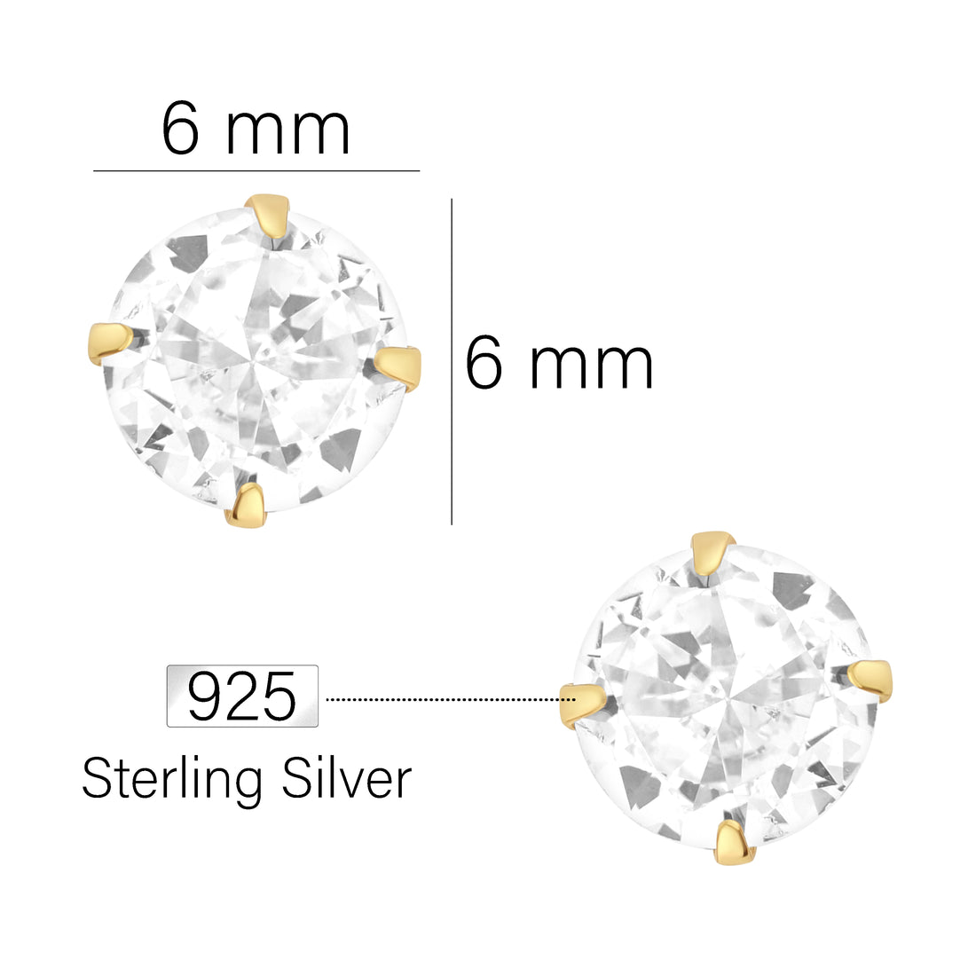 Maßenansicht von Zirkonia Ohrstecker in 925 Silber von Sofia Milani - E1778