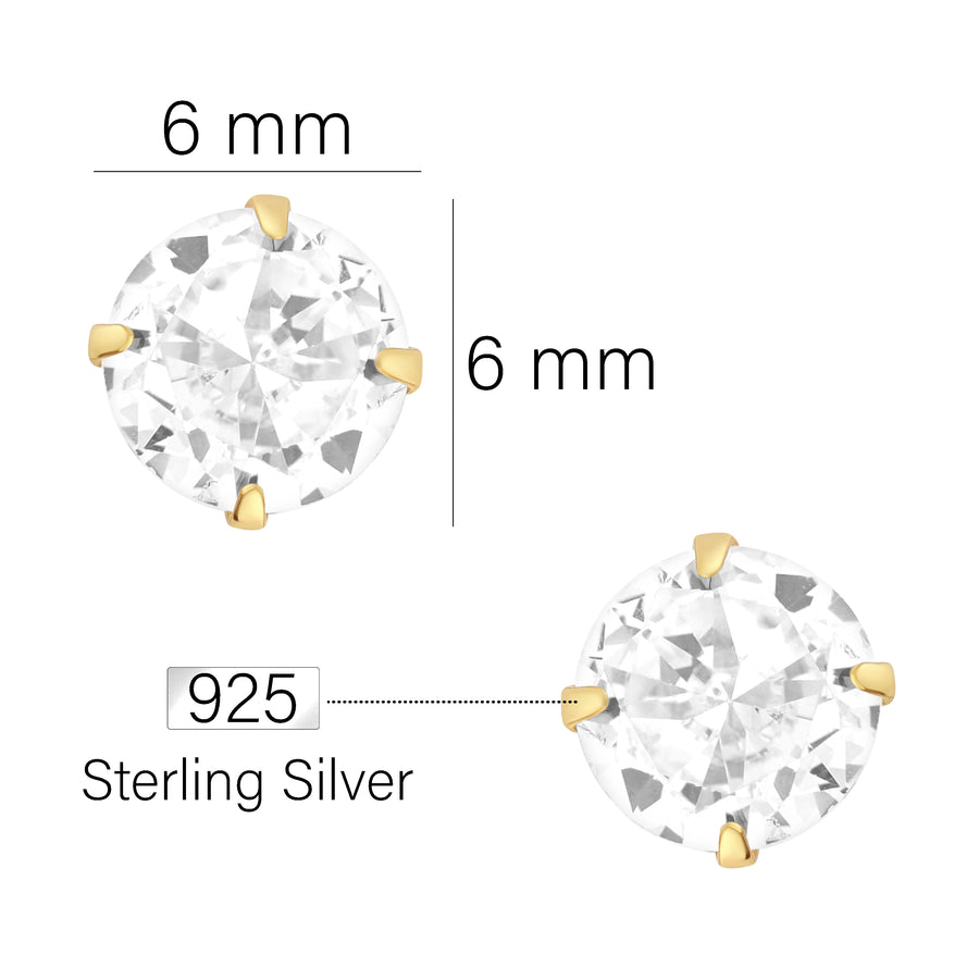 Maßenansicht von Zirkonia Ohrstecker in 925 Silber von Sofia Milani - E1778