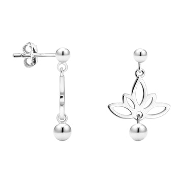 Haupt- und Seitenansicht von Lotus Kugel Blumen Ohrstecker in 925 Silber von Sofia Milani - E1785