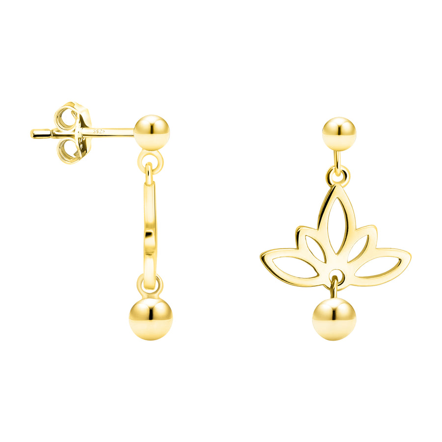 Haupt- und Seitenansicht von Lotus Kugel Blumen Ohrstecker in 925 Silber von Sofia Milani - E1786