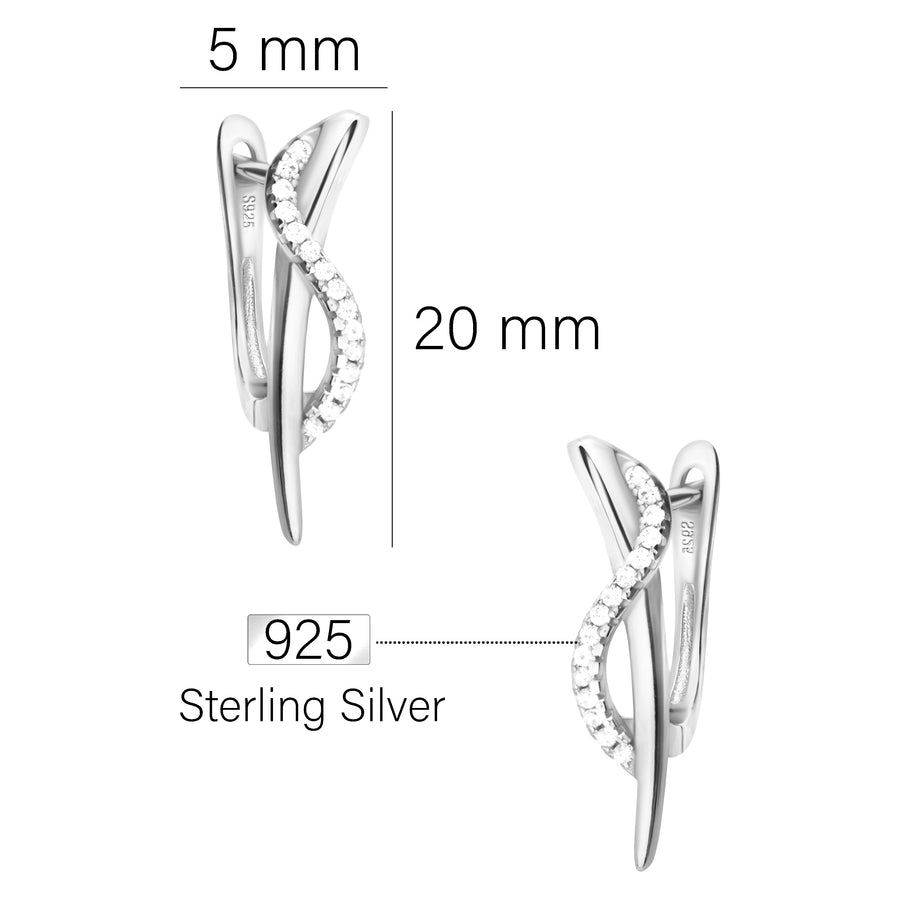 Maßenansicht von Gebogen Ohrstecker in 925 Silber von Sofia Milani - E1787