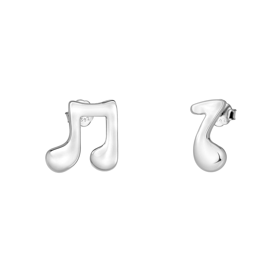 Haupt- und Seitenansicht von Musik Note Ohrstecker in 925 Silber von Sofia Milani - E1789