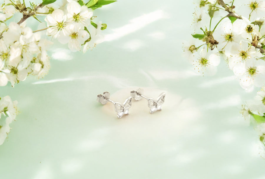 CloseUp von Schmetterling Ohrstecker in 925 Silber von Sofia Milani - E1791
