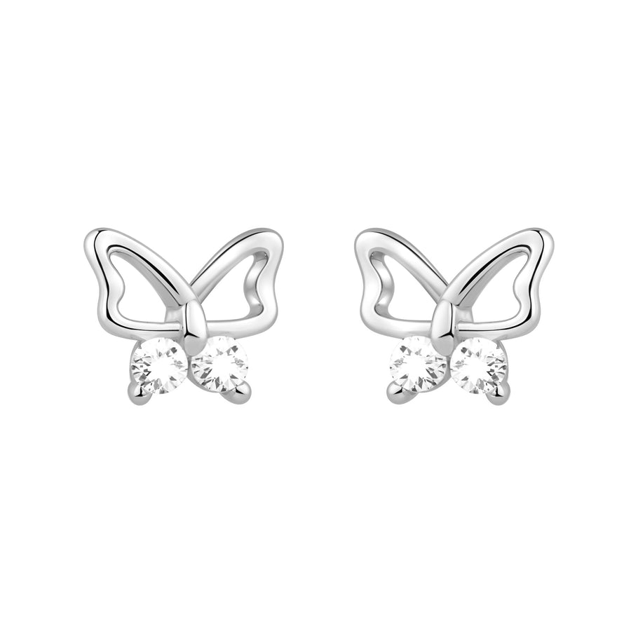 Haupt- und Seitenansicht von Schmetterling Ohrstecker in 925 Silber von Sofia Milani - E1791