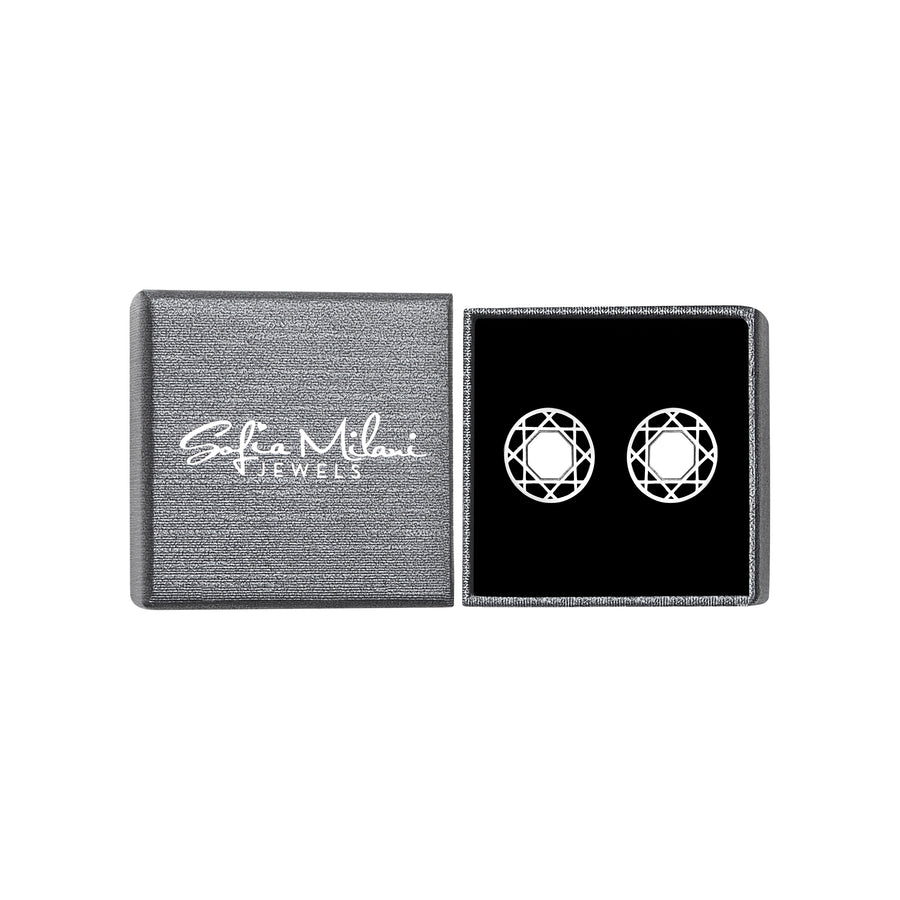 Boxansicht von Gitter Kreis Ohrstecker in 925 Silber von Sofia Milani - E1793