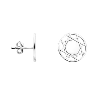 Haupt- und Seitenansicht von Gitter Kreis Ohrstecker in 925 Silber von Sofia Milani - E1793
