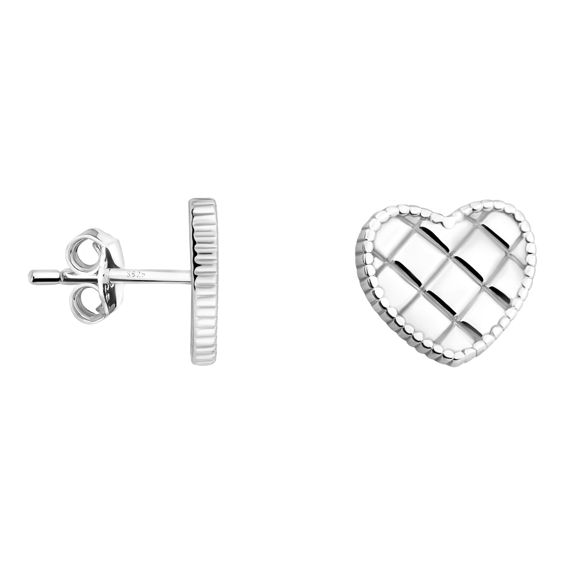 Haupt- und Seitenansicht von Herz Ohrstecker in 925 Silber von Sofia Milani - E1795