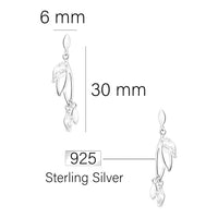 Maßenansicht von Blätter Zweigen Ohrhänger in 925 Silber von Sofia Milani - E1797