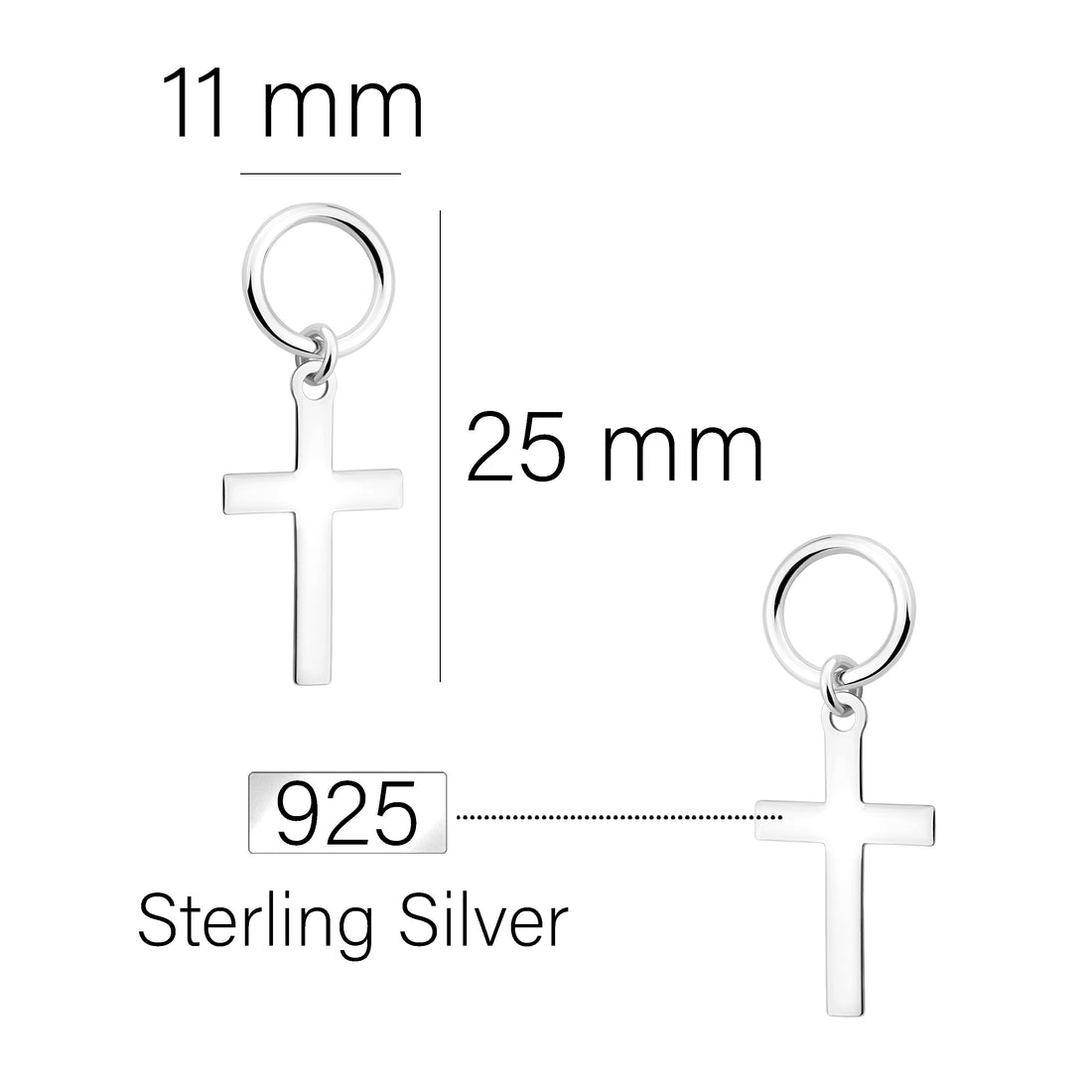 Maßenansicht von Kreuz Kreis Ohrhänger in 925 Silber von Sofia Milani - E1811