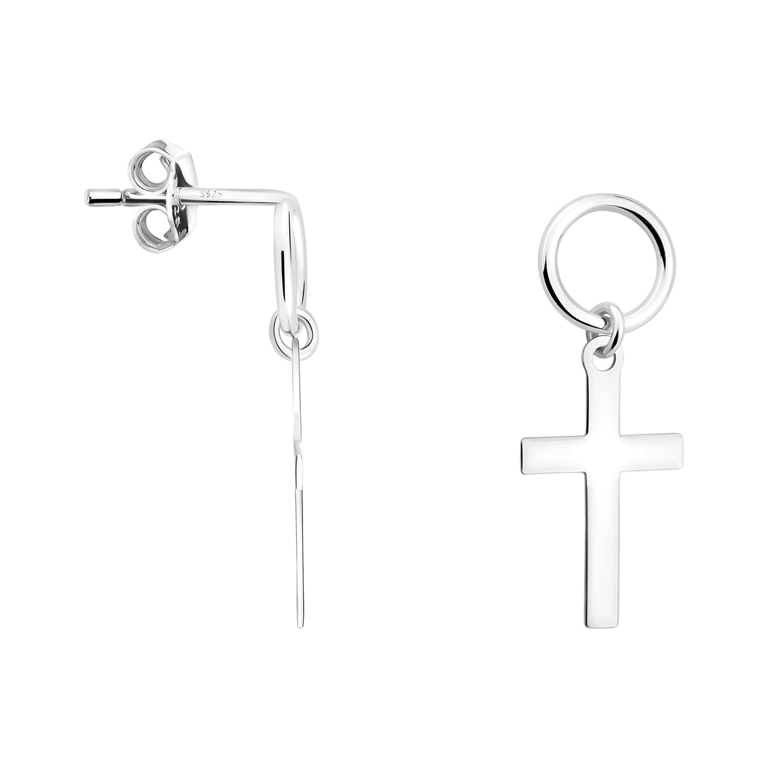Haupt- und Seitenansicht von Kreuz Kreis Ohrhänger in 925 Silber von Sofia Milani - E1811