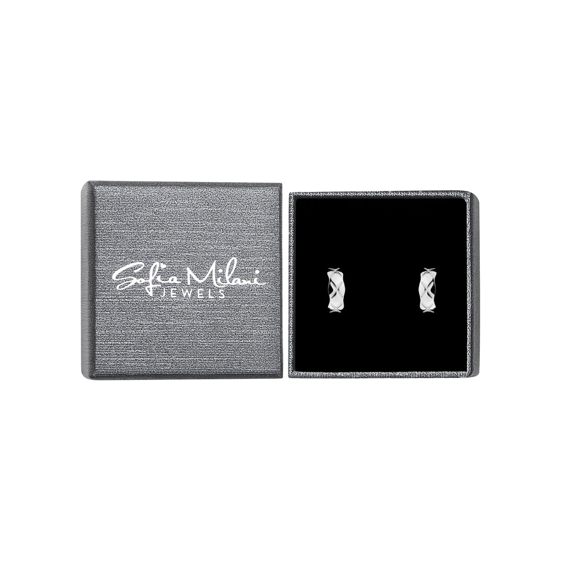 Boxansicht von X Steck Creolen in 925 Silber von Sofia Milani - E1813