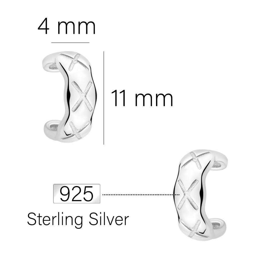 Maßenansicht von X Steck Creolen in 925 Silber von Sofia Milani - E1813