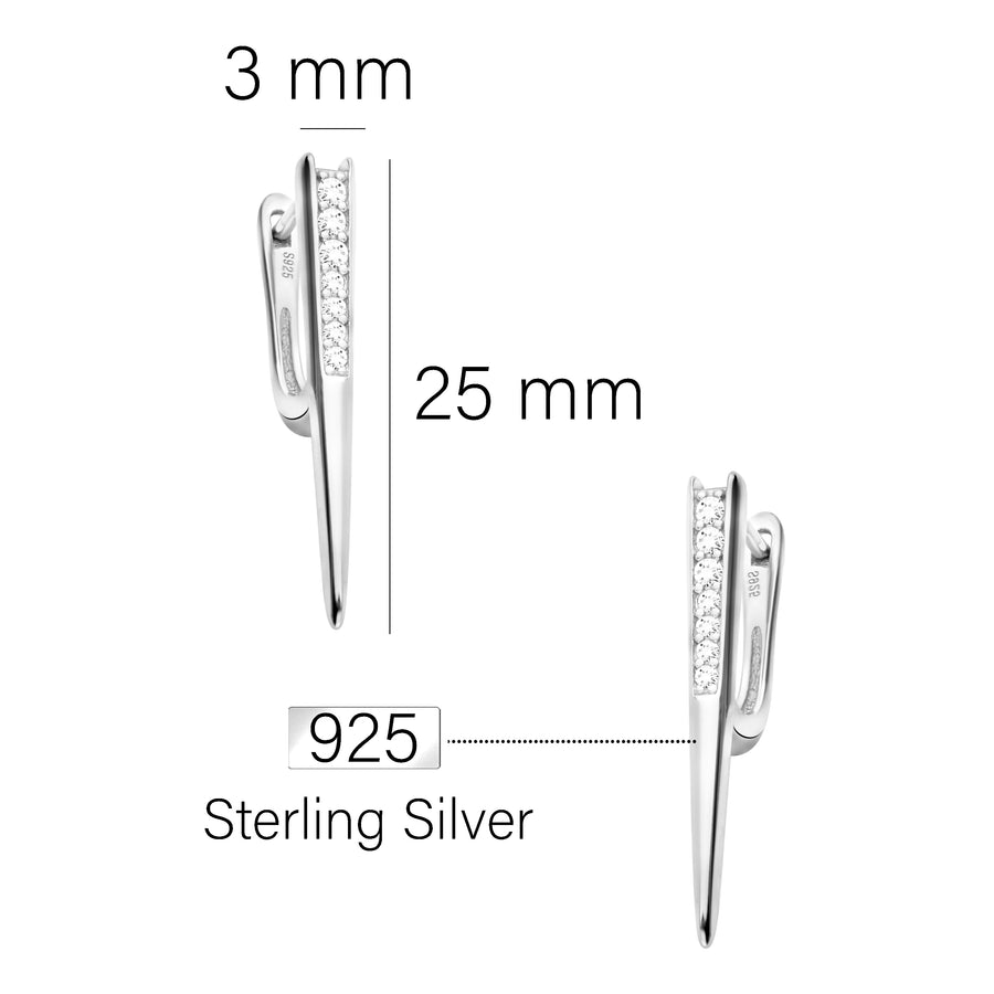 Maßenansicht von Spitze Ohrstecker in 925 Silber von Sofia Milani - E1819