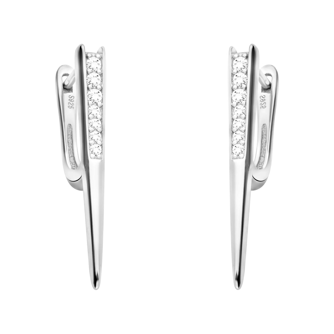 Haupt- und Seitenansicht von Spitze Ohrstecker in 925 Silber von Sofia Milani - E1819