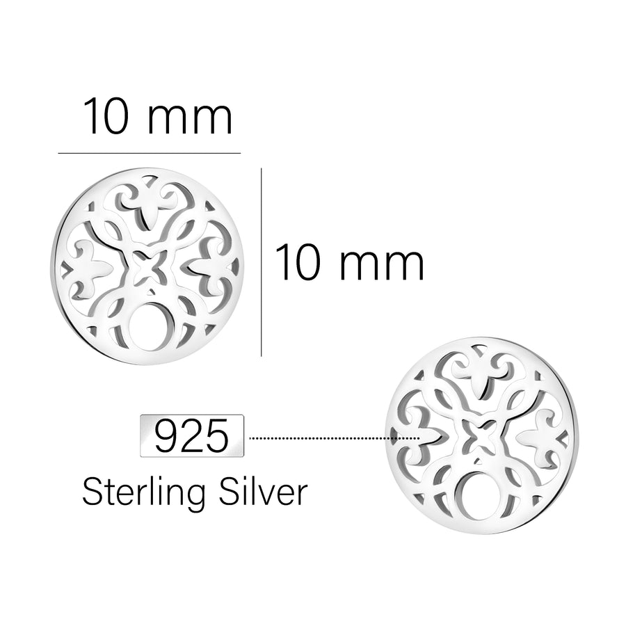Maßenansicht von Ornamenten Ohrstecker in 925 Silber von Sofia Milani - E1823