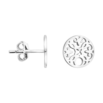 Haupt- und Seitenansicht von Ornamenten Ohrstecker in 925 Silber von Sofia Milani - E1823
