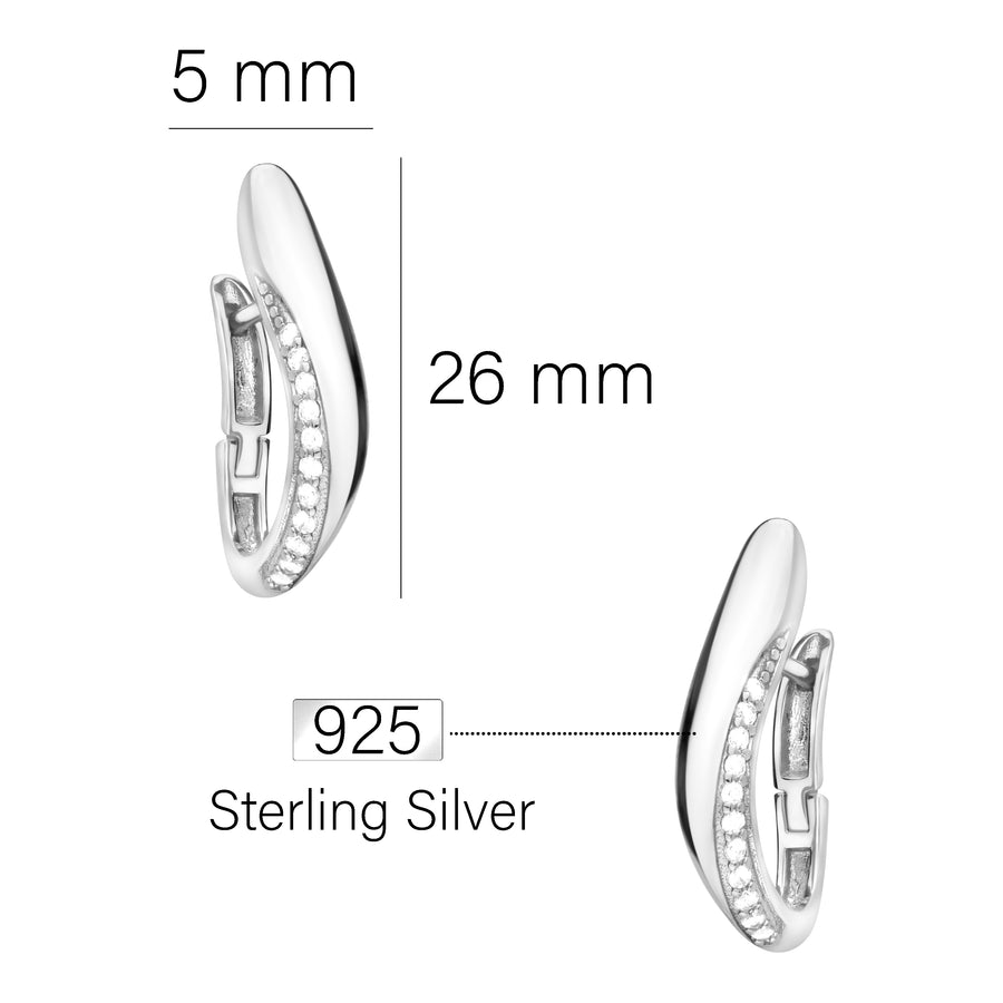 Maßenansicht von Zirkonia Ohrhänger in 925 Silber von Sofia Milani - E1829