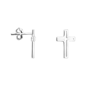 Haupt- und Seitenansicht von Kreuz Ohrstecker in 925 Silber von Sofia Milani - E1837