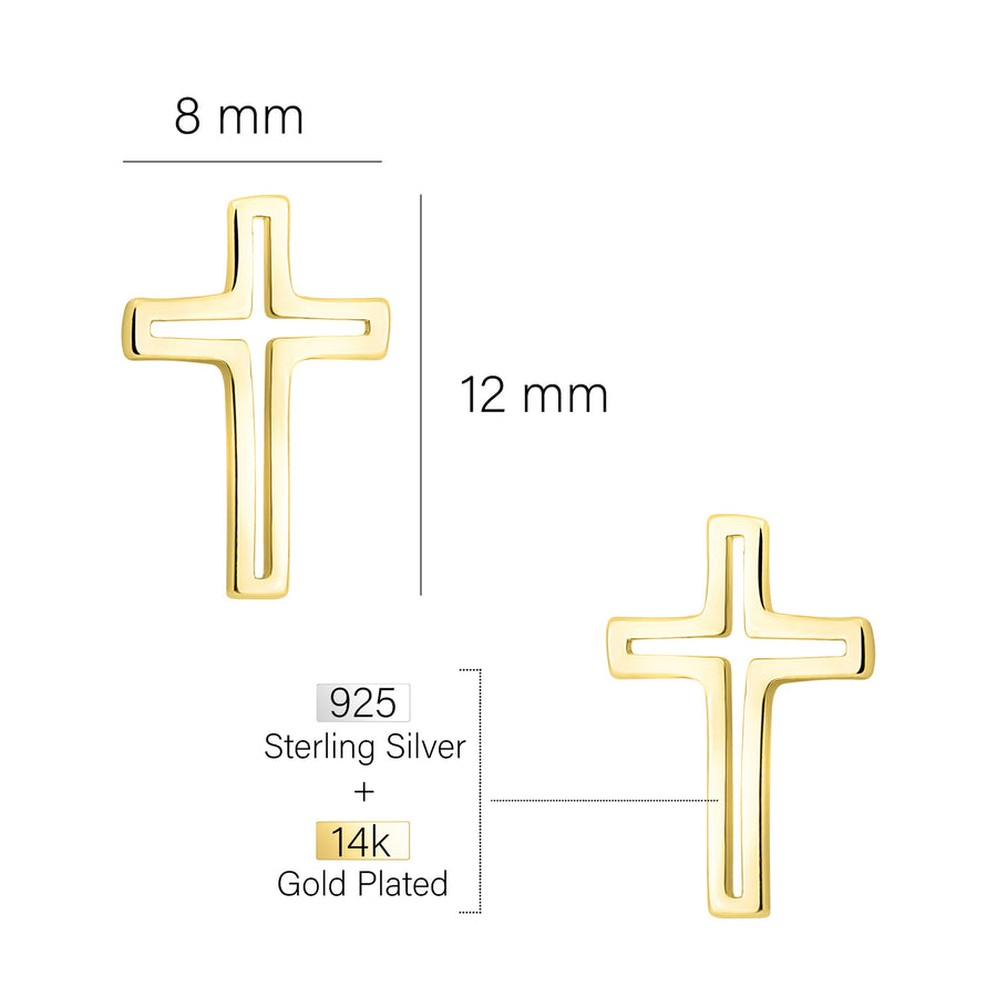 Maßenansicht von Kreuz Ohrstecker in 925 Silber von Sofia Milani - E1838