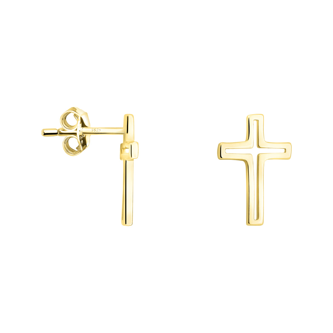 Haupt- und Seitenansicht von Kreuz Ohrstecker in 925 Silber von Sofia Milani - E1838
