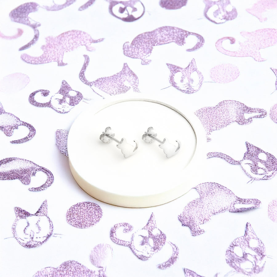 CloseUp von Katzen Ohrstecker in 925 Silber von Sofia Milani - E1839