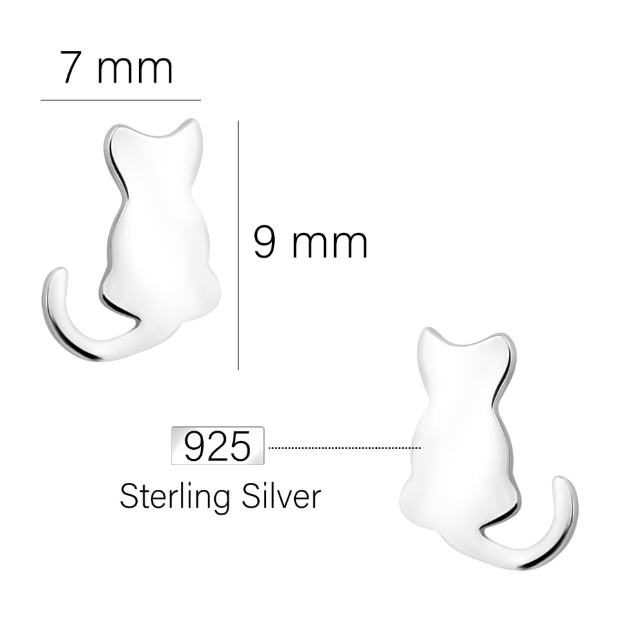 Maßenansicht von Katzen Ohrstecker in 925 Silber von Sofia Milani - E1839
