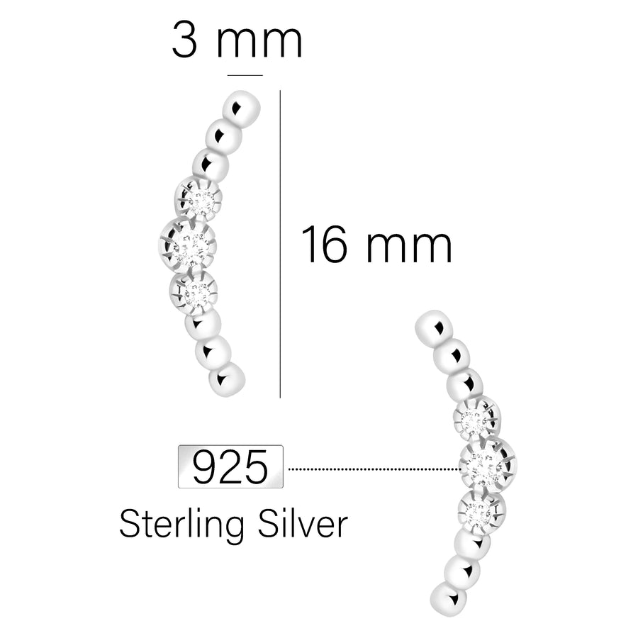 Maßenansicht von Zirkonia Ohrstecker in 925 Silber von Sofia Milani - E1843