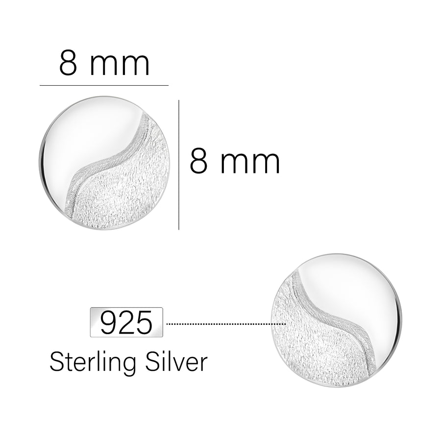 Maßenansicht von Gebürstetes Yin und Yang Ohrstecker in 925 Silber von Sofia Milani - E1845