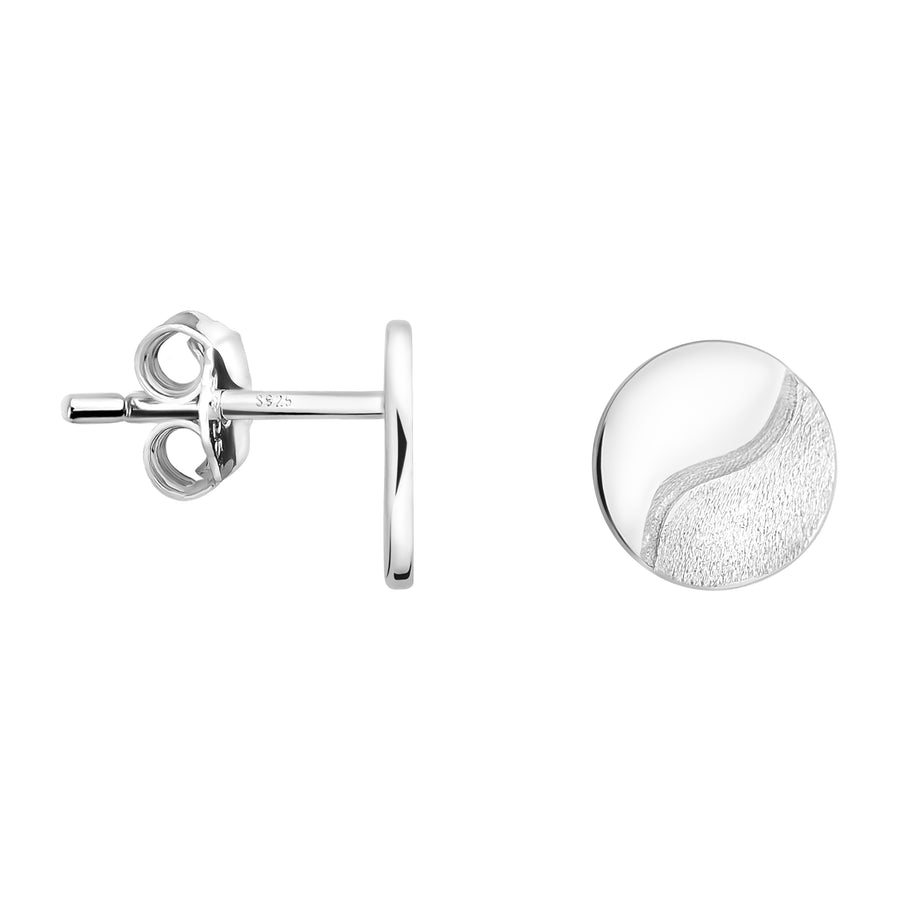 Haupt- und Seitenansicht von Gebürstetes Yin und Yang Ohrstecker in 925 Silber von Sofia Milani - E1845