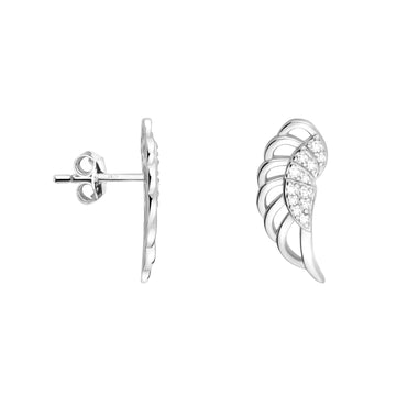Haupt- und Seitenansicht von Flügel Engel Ohrstecker in 925 Silber von Sofia Milani - E1849