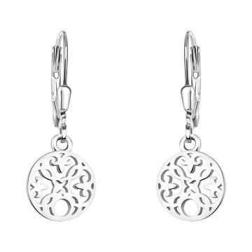 Haupt- und Seitenansicht von Ornament Kreis Ohrhänger in 925 Silber von Sofia Milani - E1857