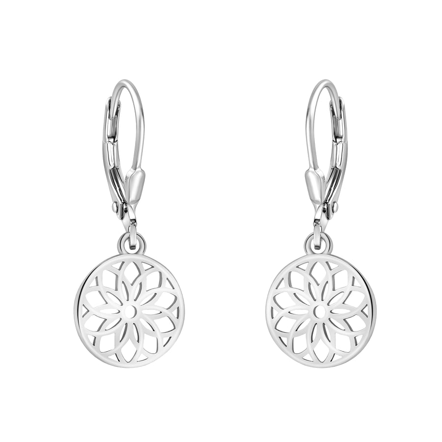 Haupt- und Seitenansicht von Blumen Kreis Ohrhänger in 925 Silber von Sofia Milani - E1859