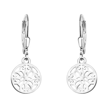 Haupt- und Seitenansicht von Ornament Kreis Ohrhänger in 925 Silber von Sofia Milani - E1861