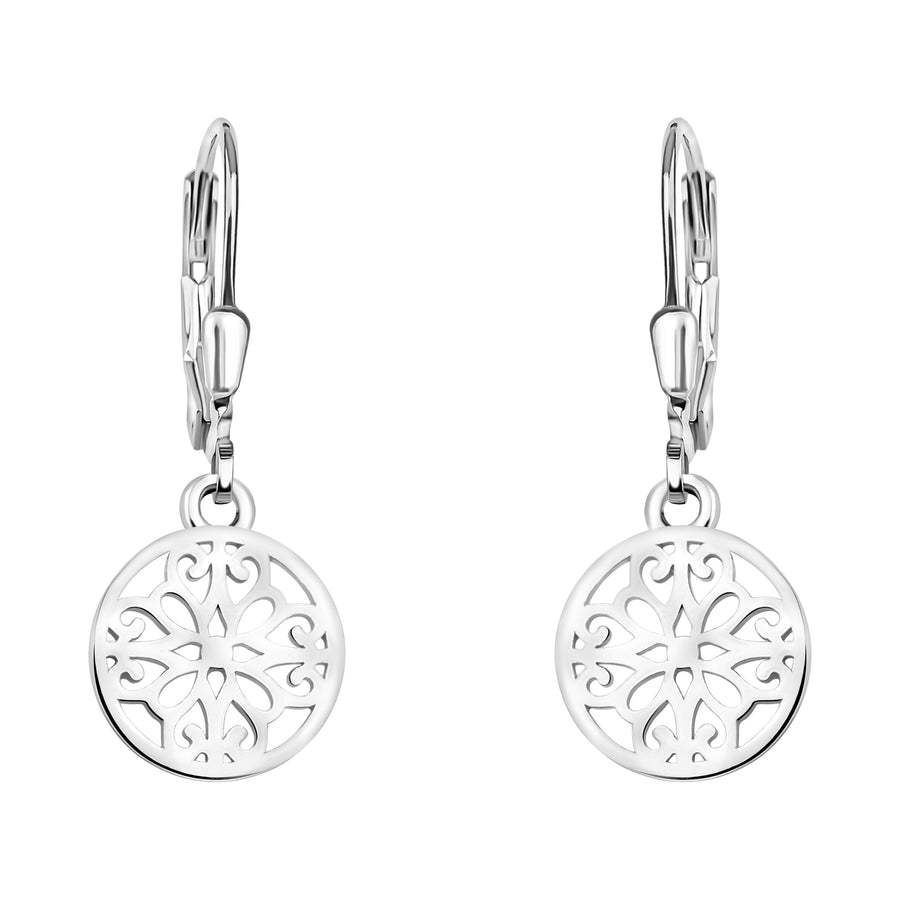 Haupt- und Seitenansicht von Ornament Kreis Ohrhänger in 925 Silber von Sofia Milani - E1861