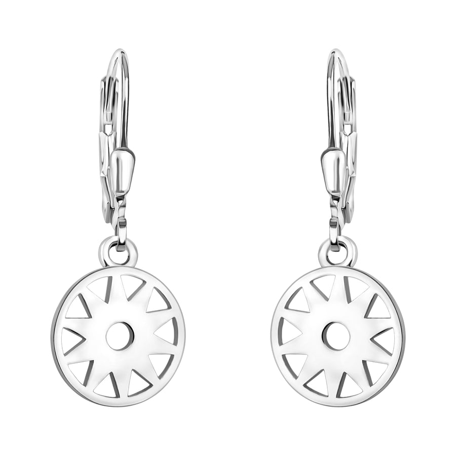 Haupt- und Seitenansicht von Sonnen Kreis Ohrhänger in 925 Silber von Sofia Milani - E1863
