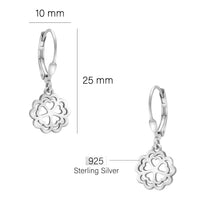 Maßenansicht von Herz Blumen Ohrhänger in 925 Silber von Sofia Milani - E1865