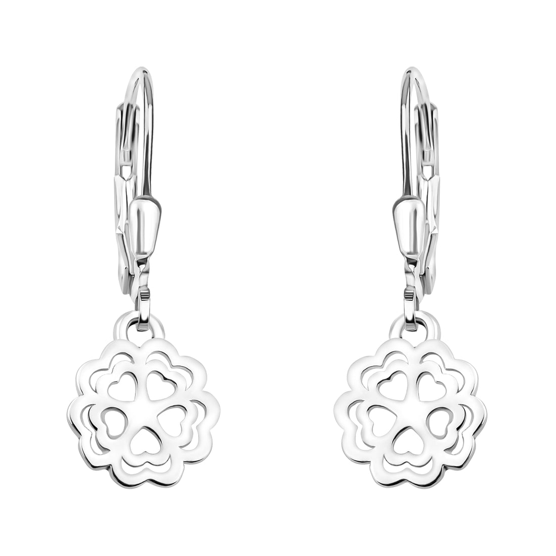 Haupt- und Seitenansicht von Herz Blumen Ohrhänger in 925 Silber von Sofia Milani - E1865
