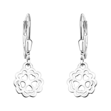 Haupt- und Seitenansicht von Herz Blumen Ohrhänger in 925 Silber von Sofia Milani - E1865