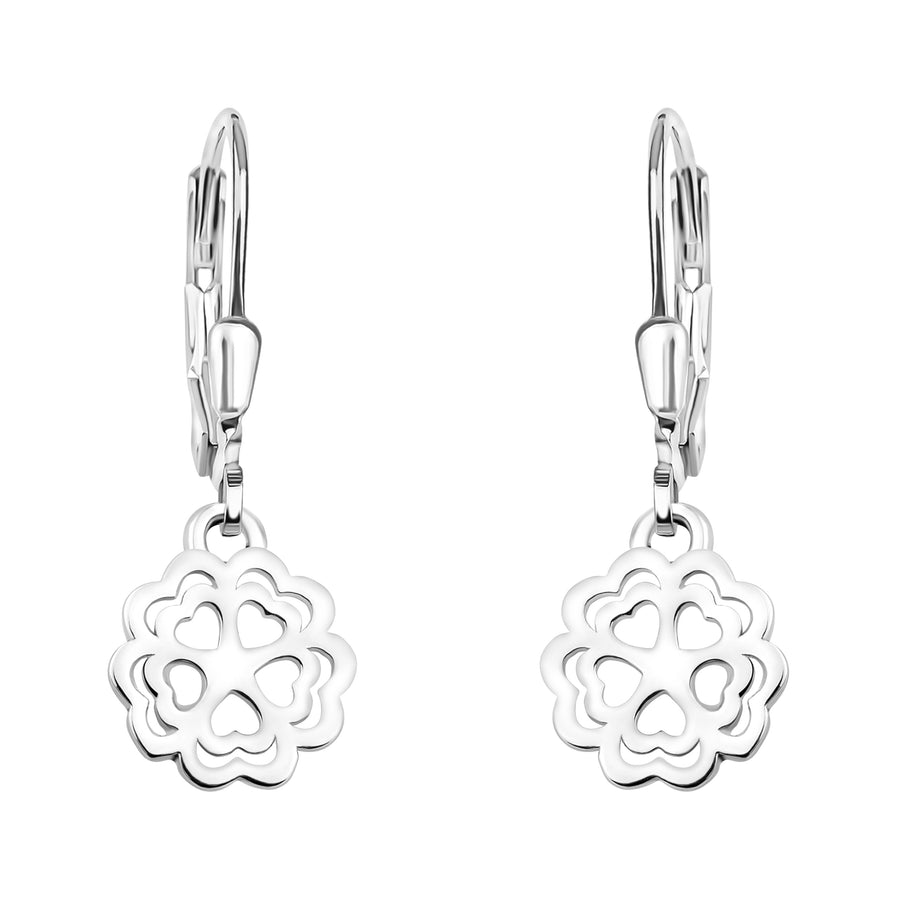Haupt- und Seitenansicht von Herz Blumen Ohrhänger in 925 Silber von Sofia Milani - E1865