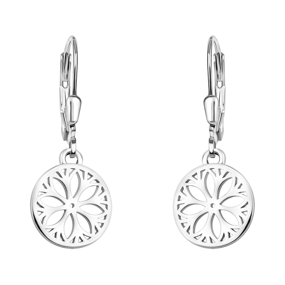 Haupt- und Seitenansicht von Blumen Kreis Ohrhänger in 925 Silber von Sofia Milani - E1873