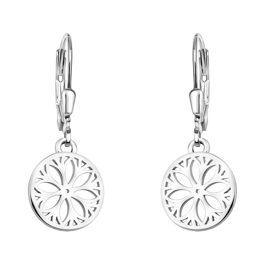 Haupt- und Seitenansicht von Blumen Kreis Ohrhänger in 925 Silber von Sofia Milani - E1873