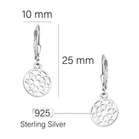 Maßenansicht von Ornament Kreis Ohrhänger in 925 Silber von Sofia Milani - E1875