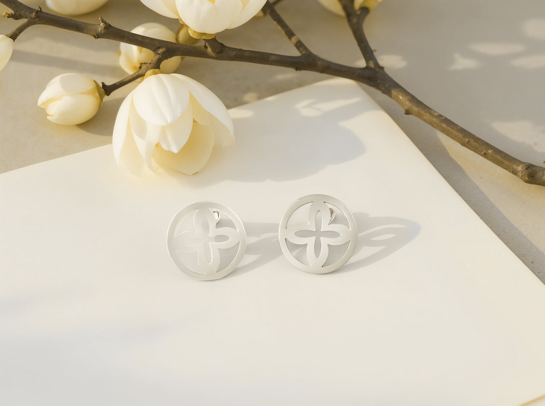 Blumen Kreis Ohrstecker in 925 Silber von Sofia Milani - E1885