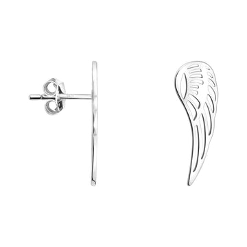 Haupt- und Seitenansicht von Flügel Engel Ohrstecker in 925 Silber von Sofia Milani - E1887
